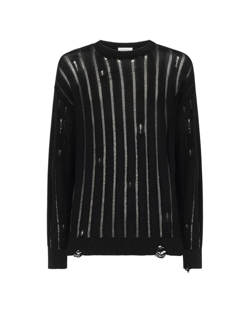 Laneus Black Ripped Striped Jumper for men
