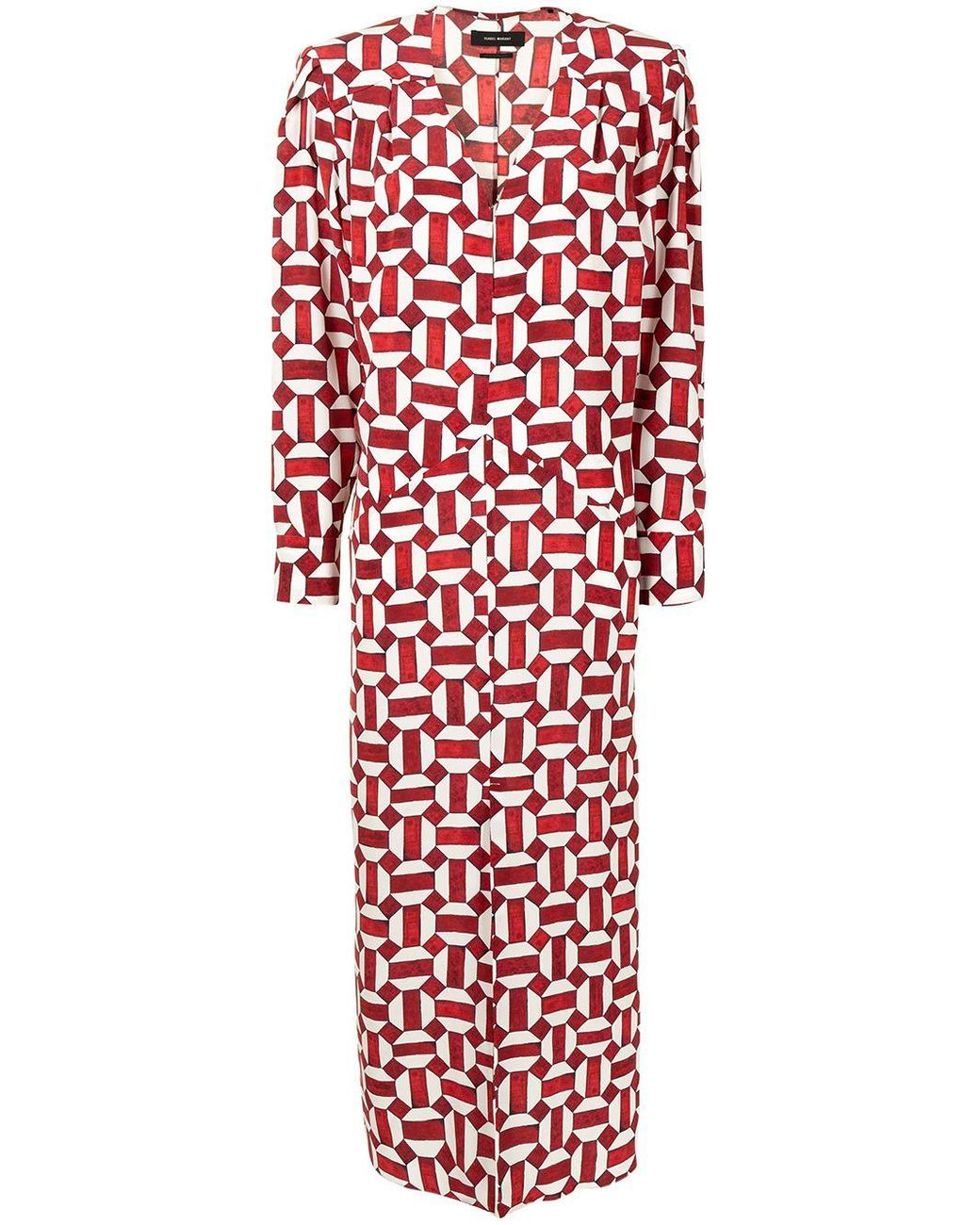 Robe Albi à imprimé géométrique Isabel Marant en coloris Rouge | Lyst