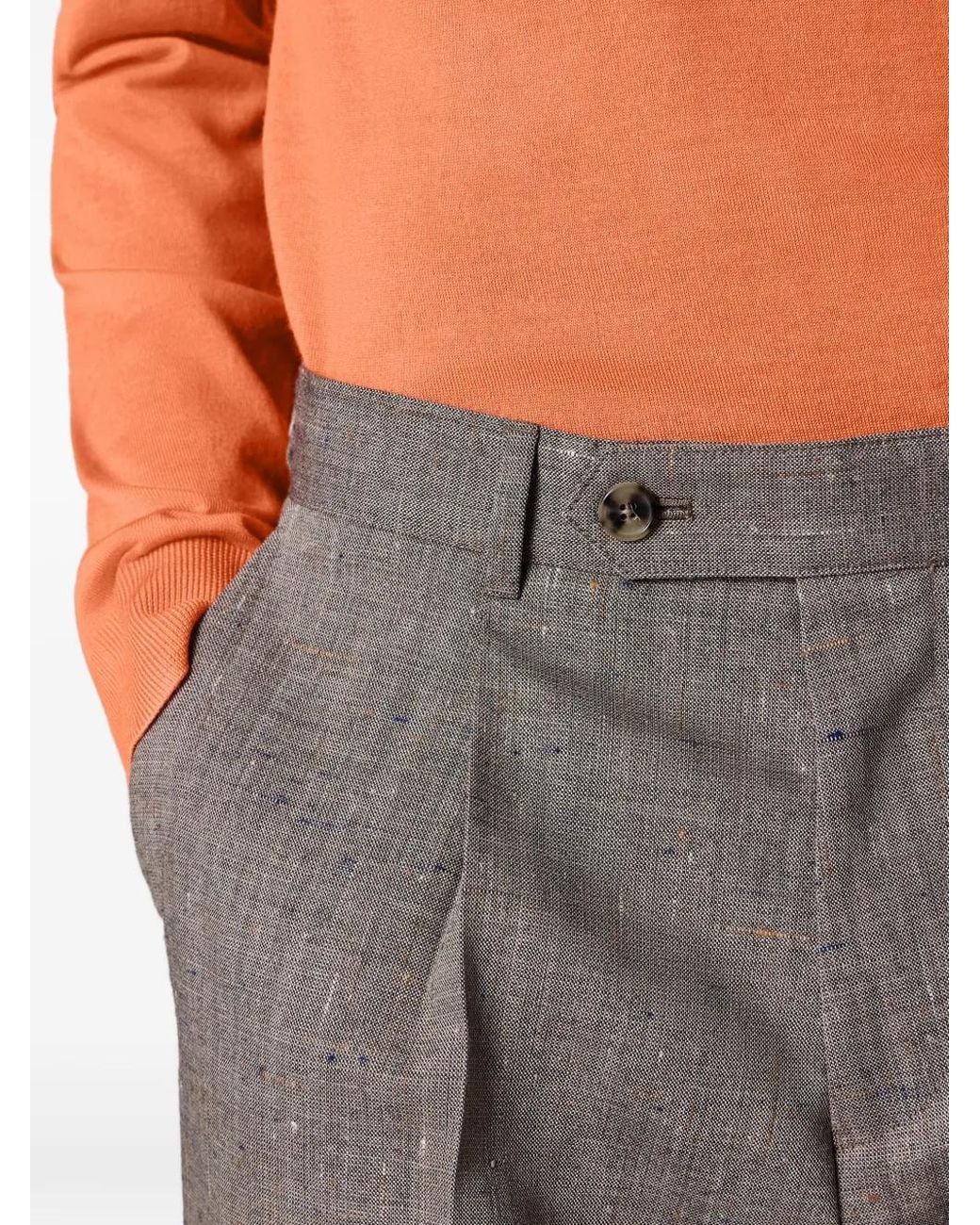 Paul Smith Gray Tapered-Fit Flecked Wool Pleated Trousers for men