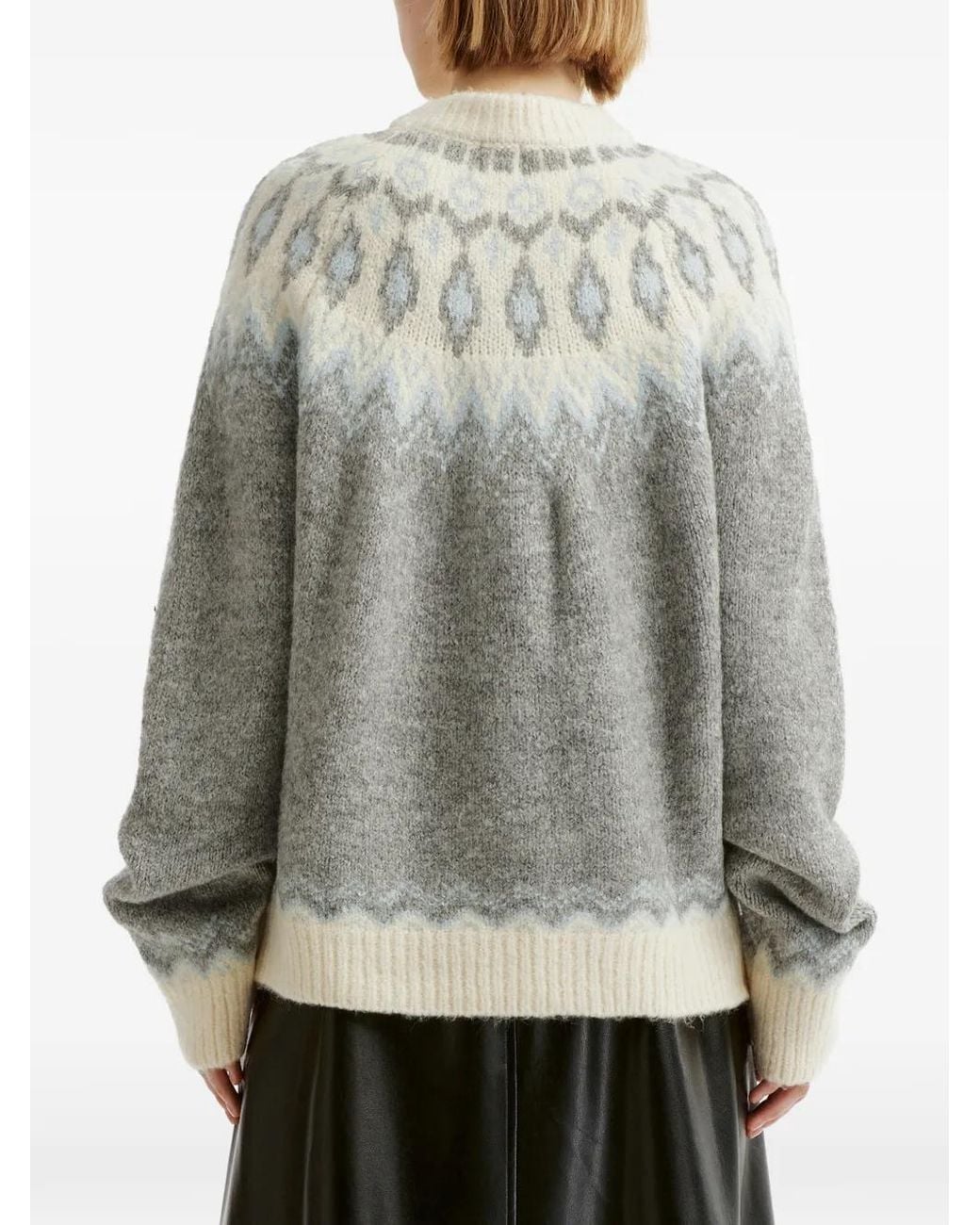 B+ AB Gray Fair Isle Knit Sweater