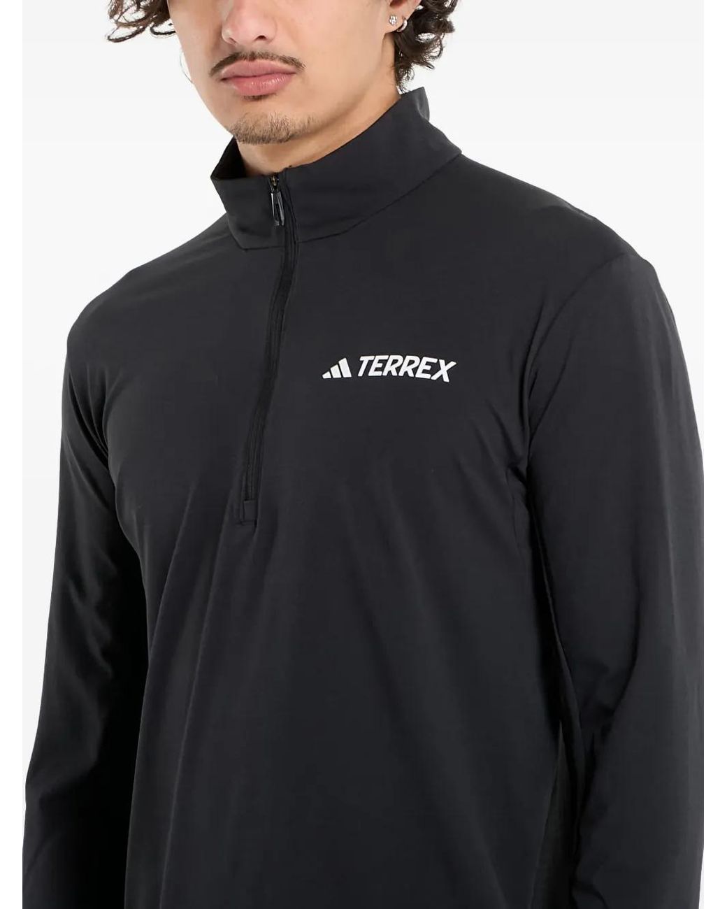 Adidas Blue Terrex Xperior Half-Zip Long-Sleeve T-Shirt for men