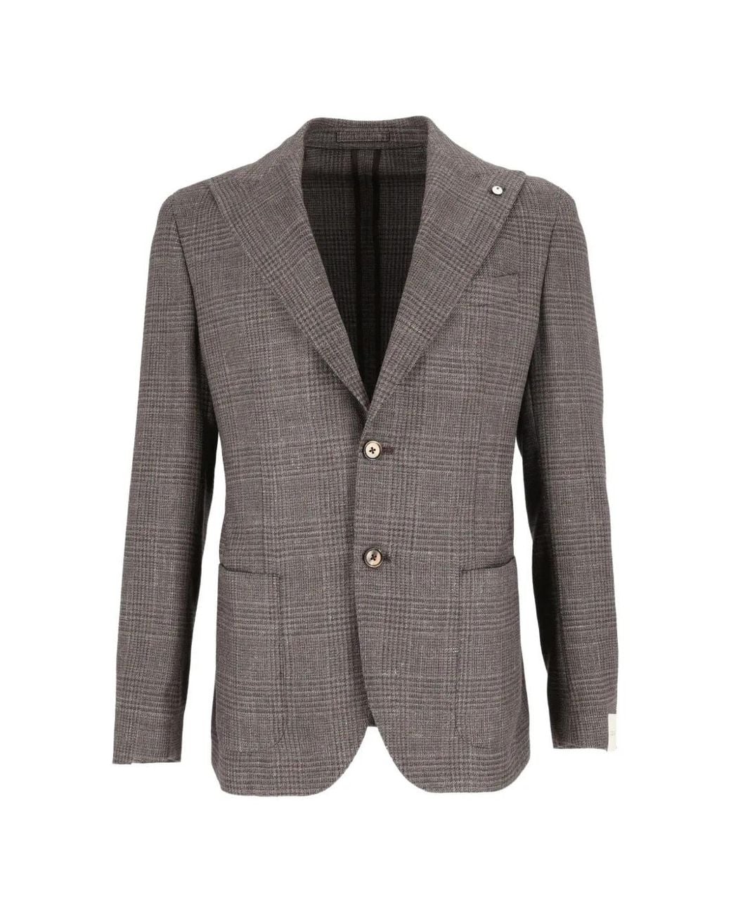 L.b.m. 1911 Gray Prince Of Wales Check Blazer for men