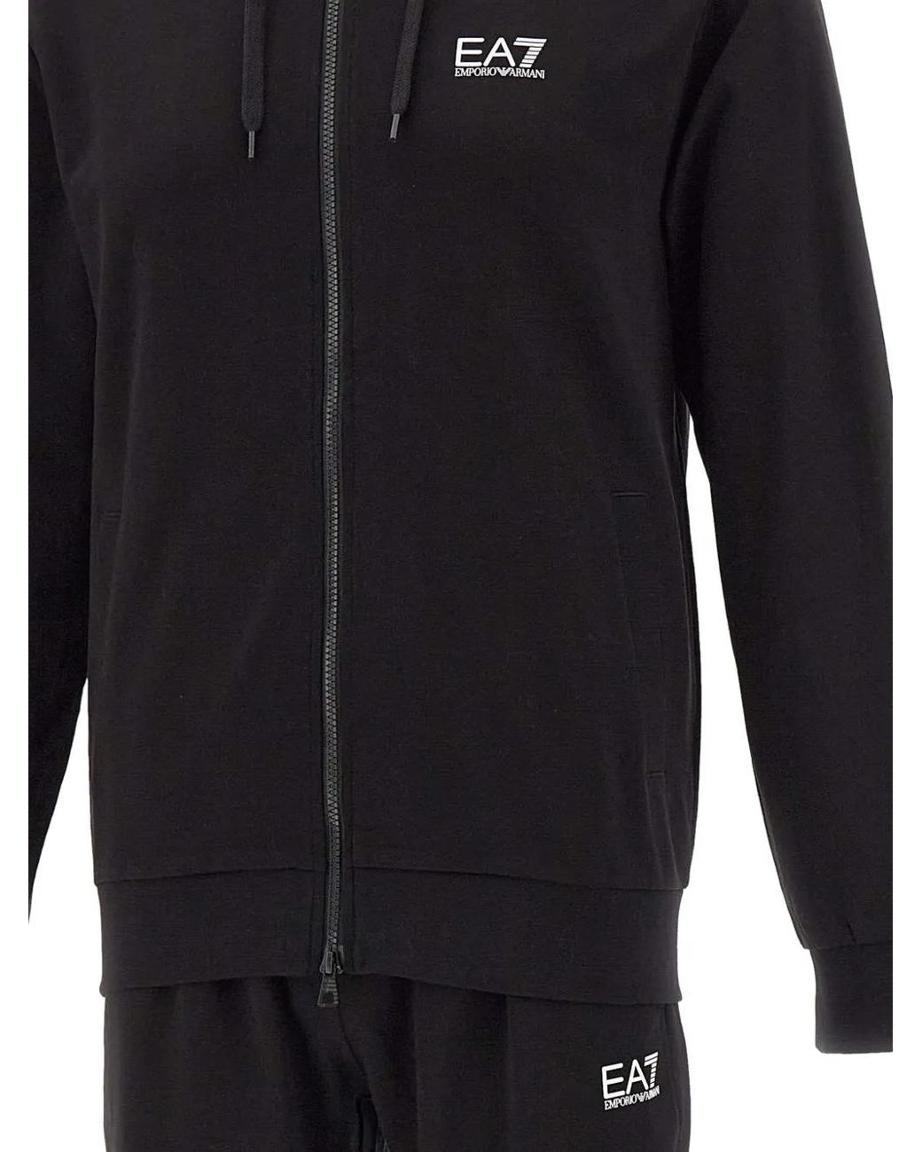EA7 Blue Logo-Print Cotton Tracksuit for men
