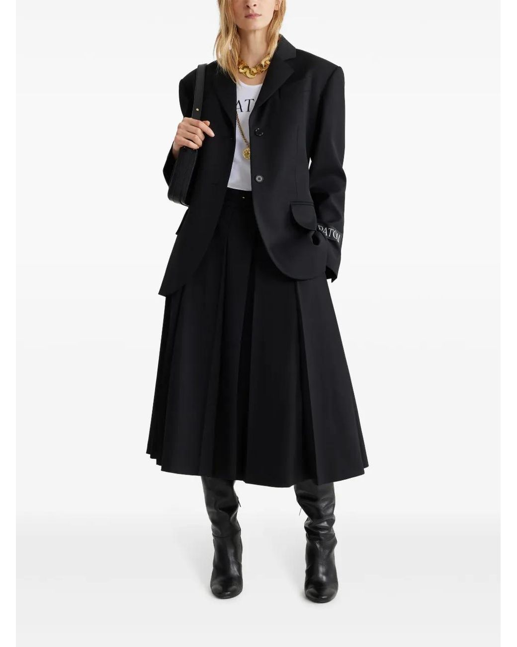 Patou Black Logo-Patch Belted Blazer
