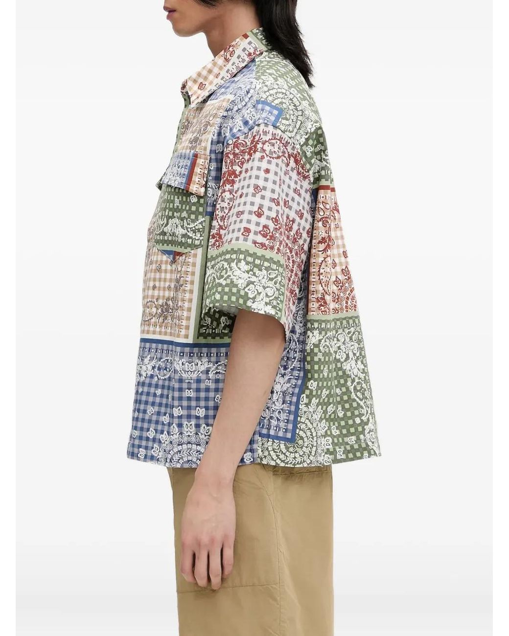 Rhude Gray Patchwork Shirt for men