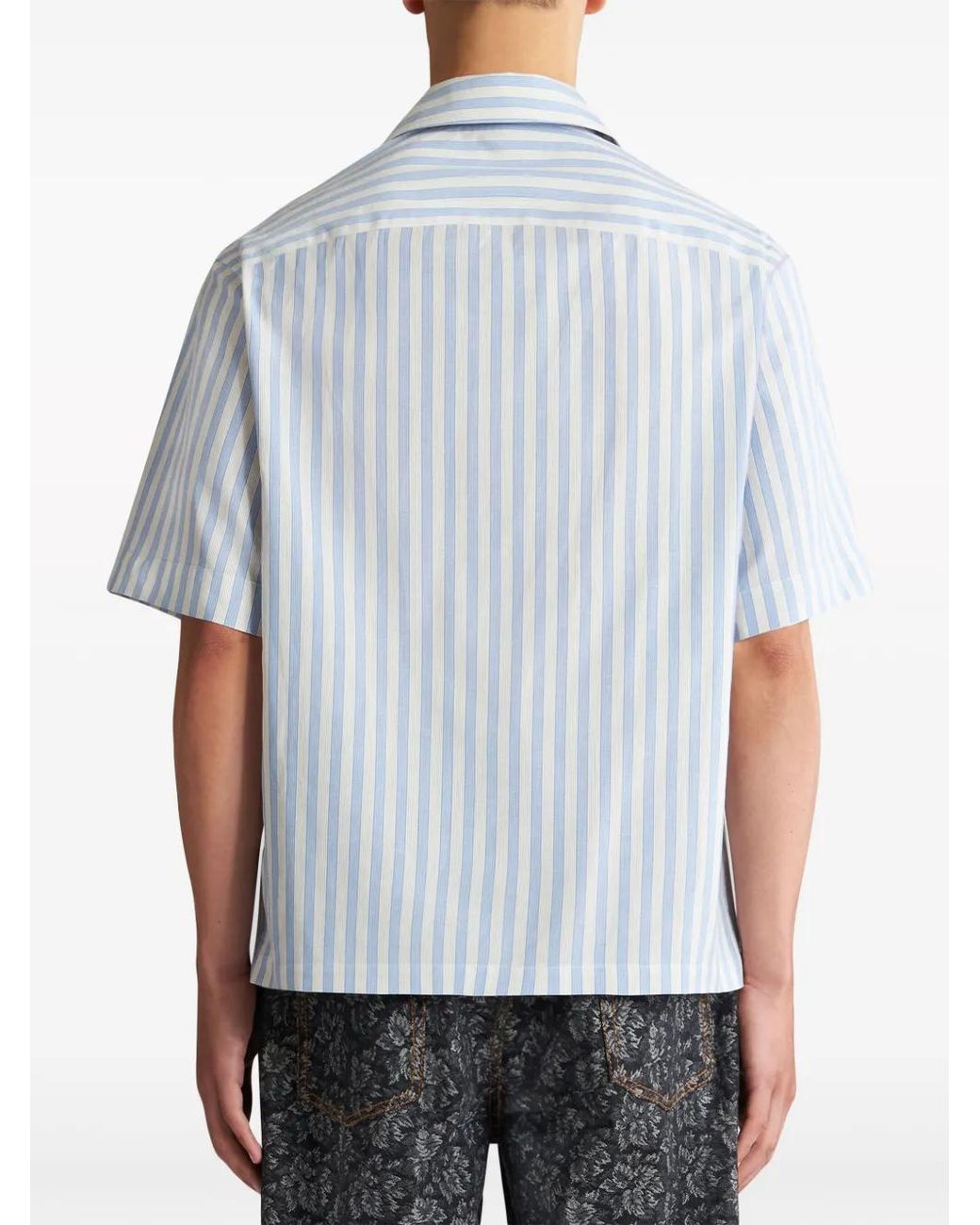 Etro Blue Logo Cotton Shirt for men