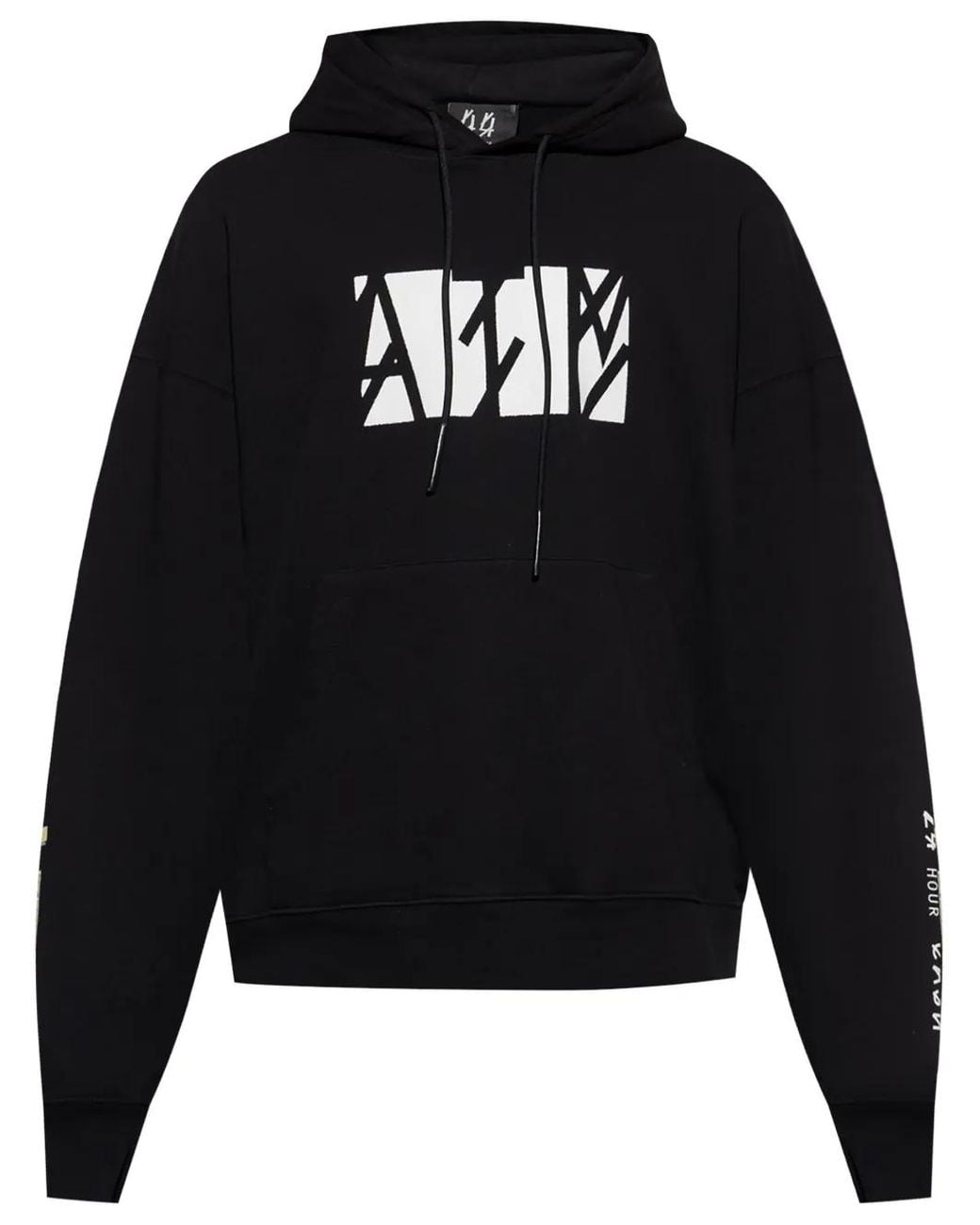 44 Label Group Black Logo-Print Hoodie for men
