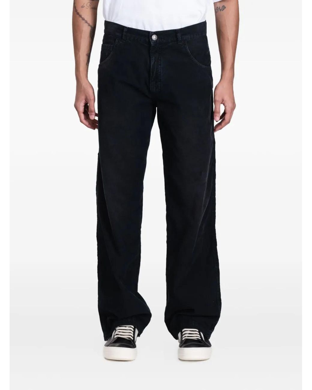 Palm Angels Black Corduroy Trousers for men
