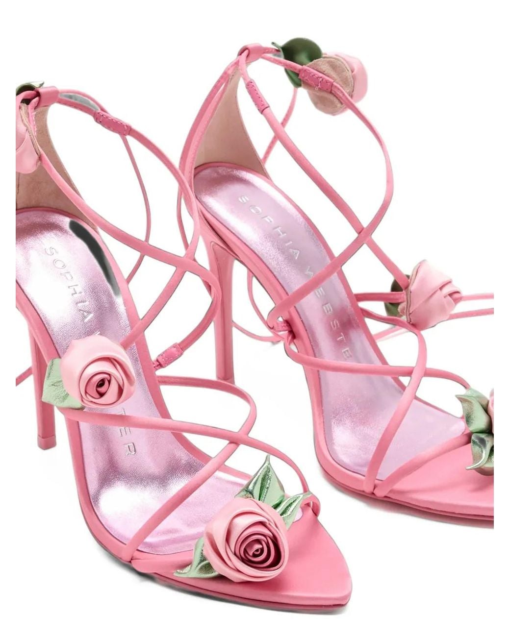 Sophia Webster Pink Rosette Wrap-Around Sandals