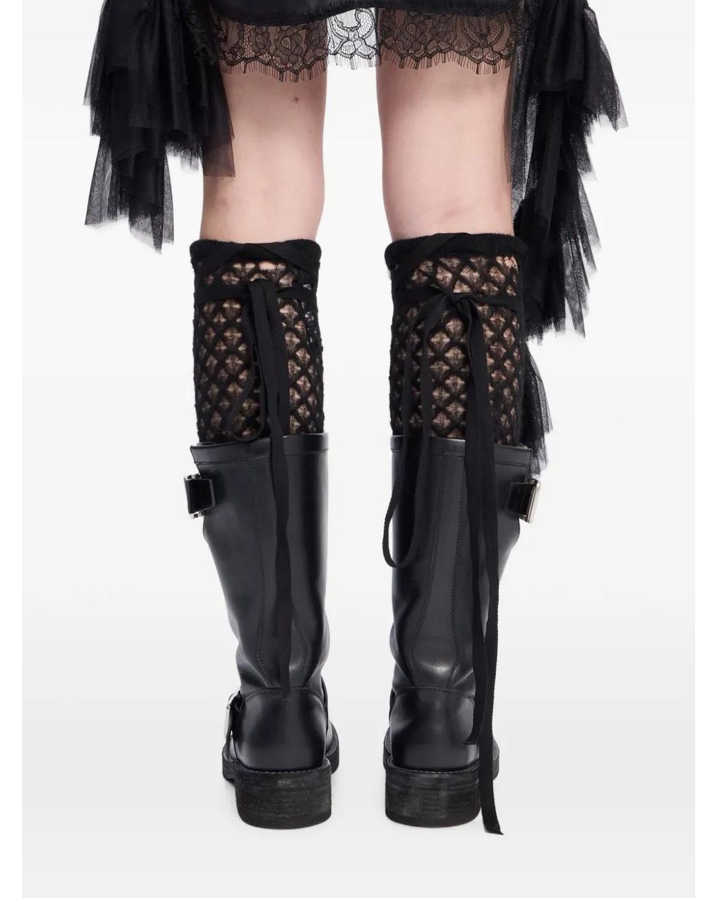 Ann Demeulemeester Black Tella Ajoure-Knit Leg Warmers