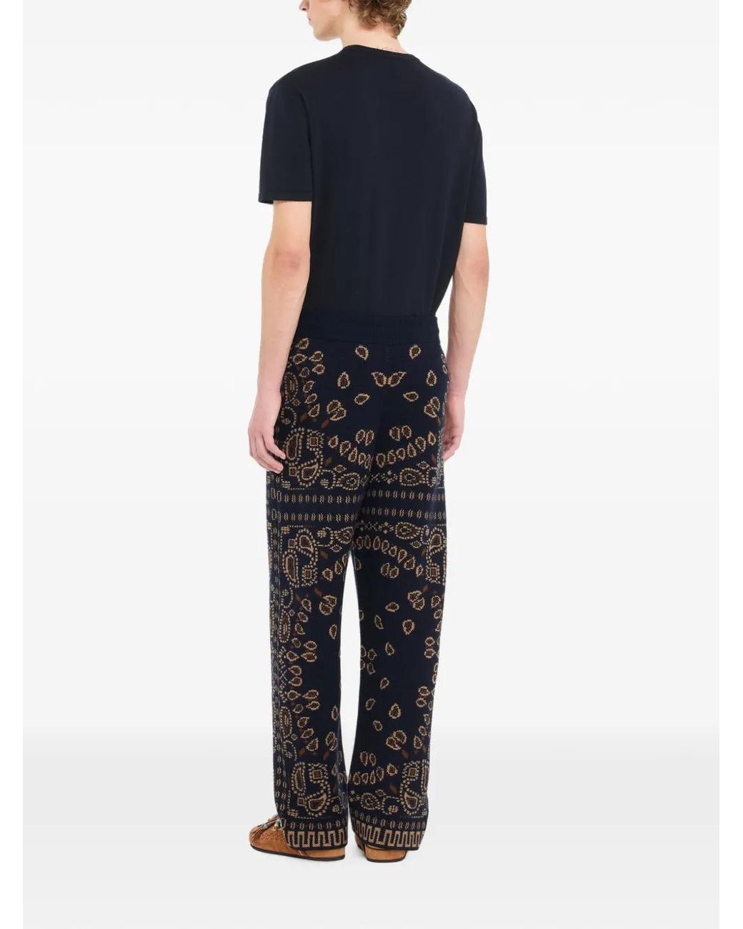 Alanui Gray Bandana-Jacquard Wool Trousers for men
