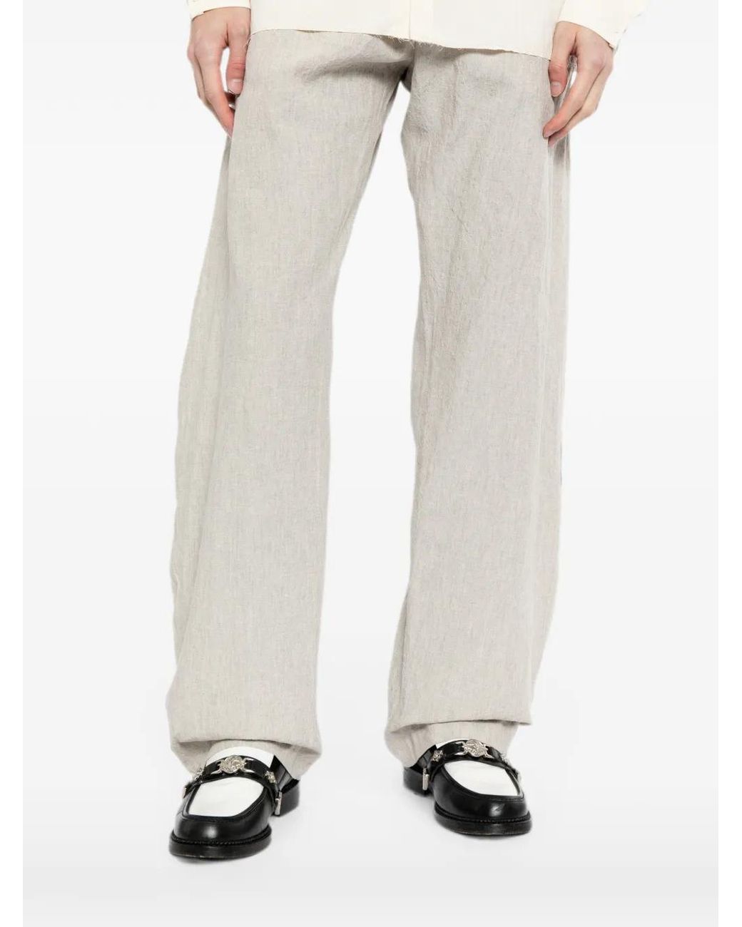 Ma+ White Cross-Embossed Trousers for men