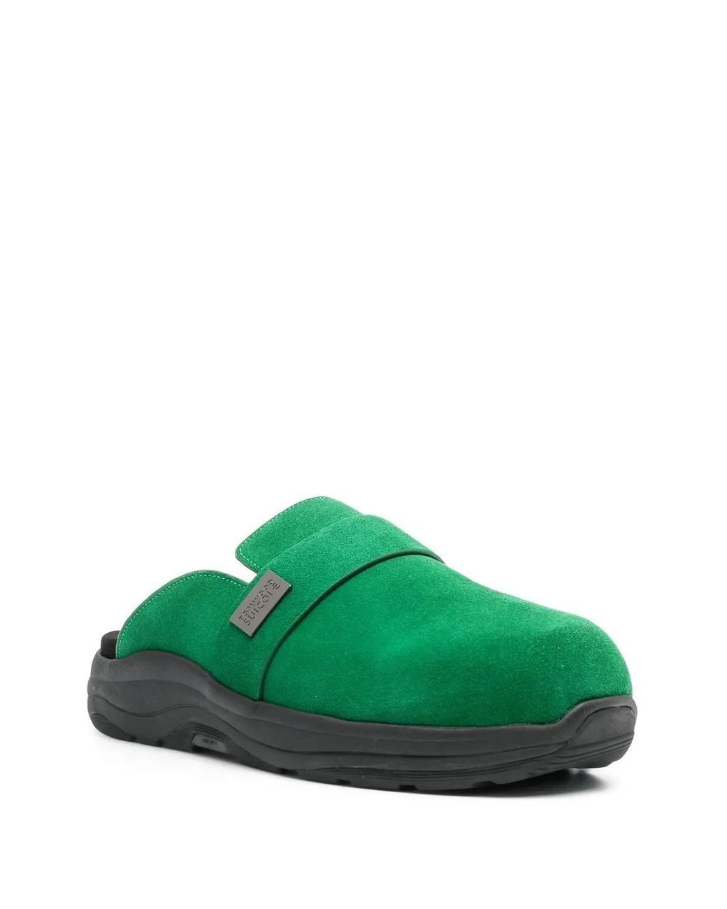Suicoke Green Suede-Leather Slippers for men