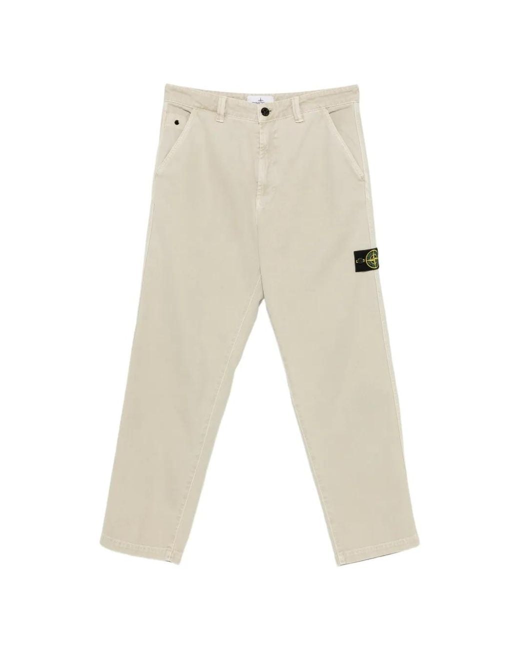 Stone Island White Pantalon Chino À Patch Logo for men