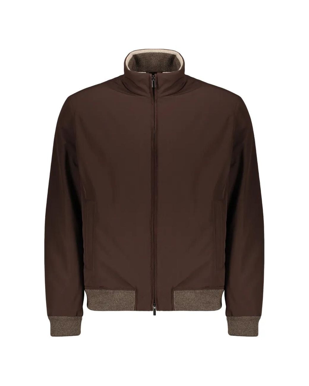 Paul & Shark Brown Zip-Up High-Neck Bomber Jacket for men
