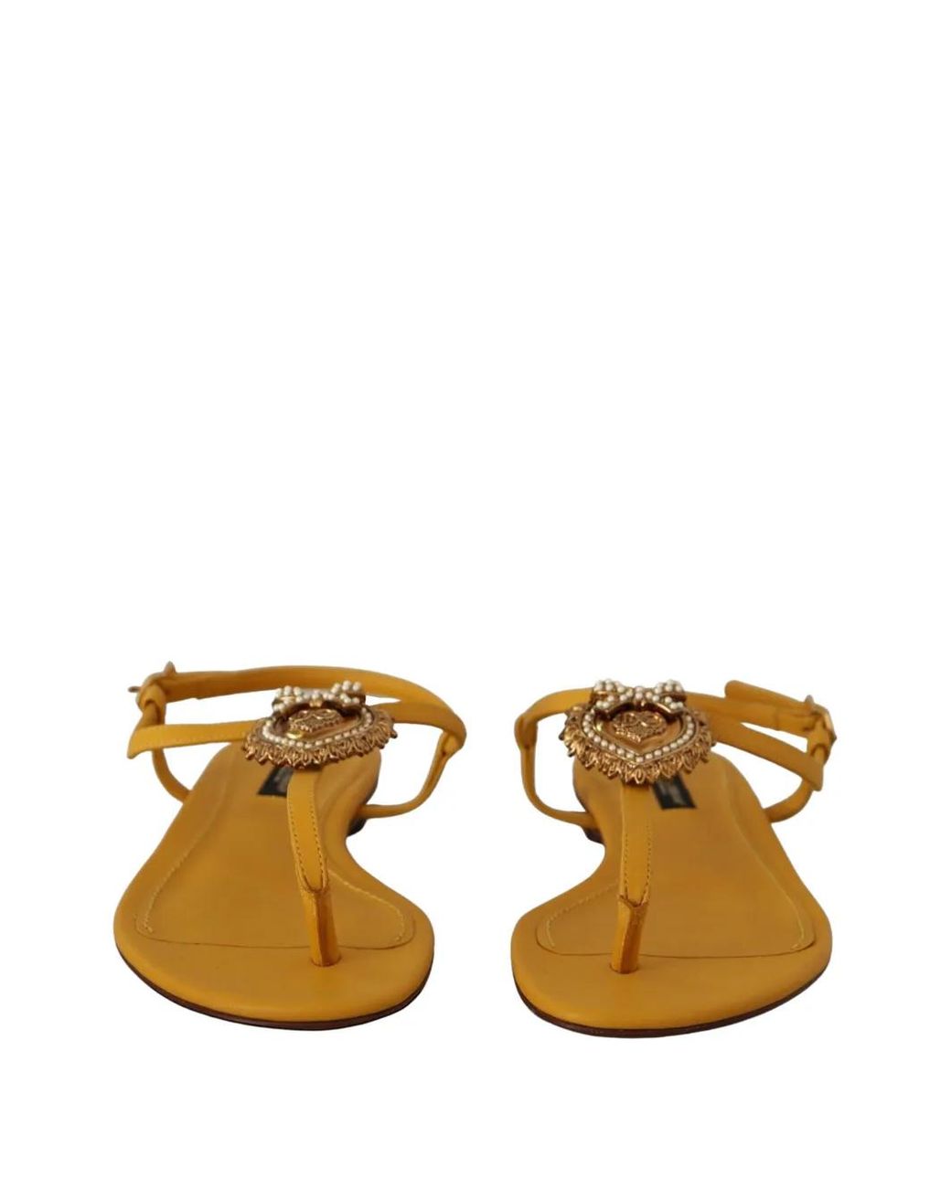 Dolce & Gabbana Metallic Devotion Embellished Leather Sandals