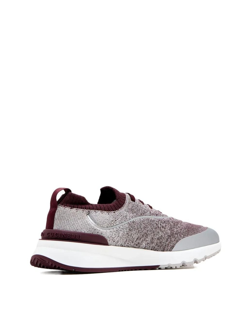 Brunello Cucinelli Red Knitted Trimmed Sneakers for men