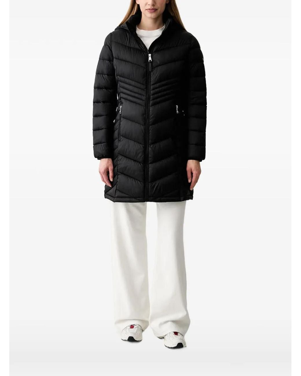 DKNY Black Quilted Hooded Jacket