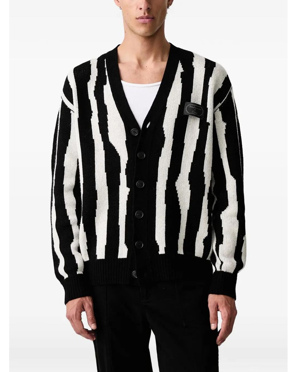 Undercover Intarsiagebreid Vest Met Logo-Patch in het Black voor heren