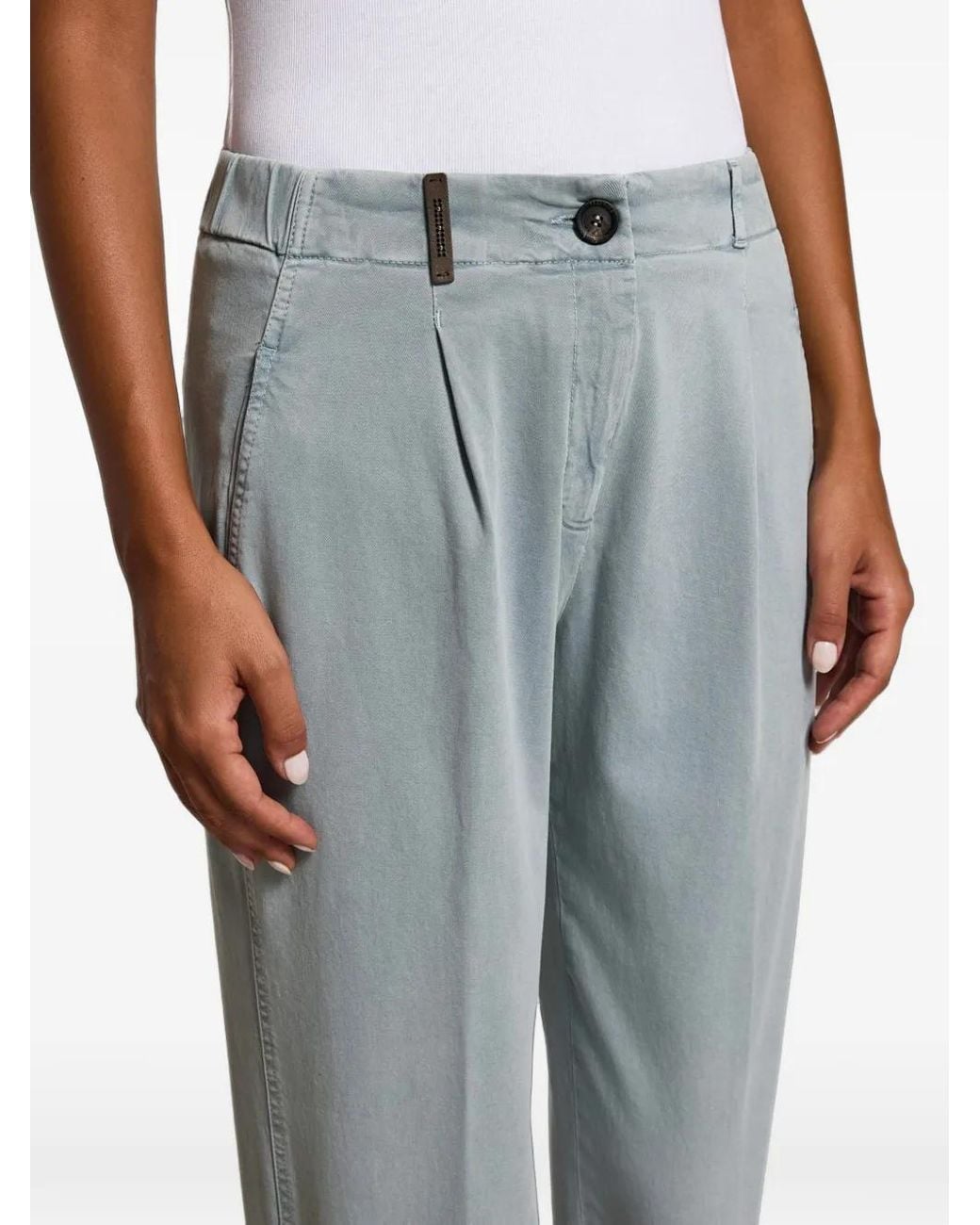Peserico Blue Pleated Turn-Up Trousers
