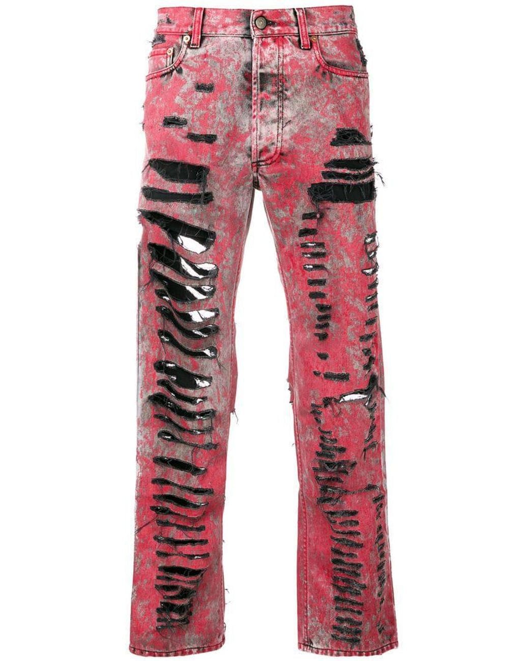 Gucci Denim Ripped Jeans in Red for Men 