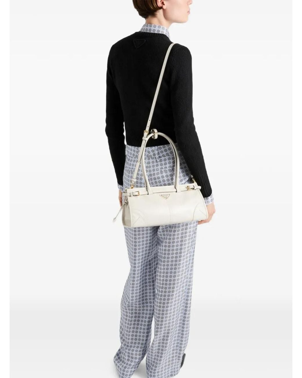 Prada White Bonnie Medium Leather Handbag