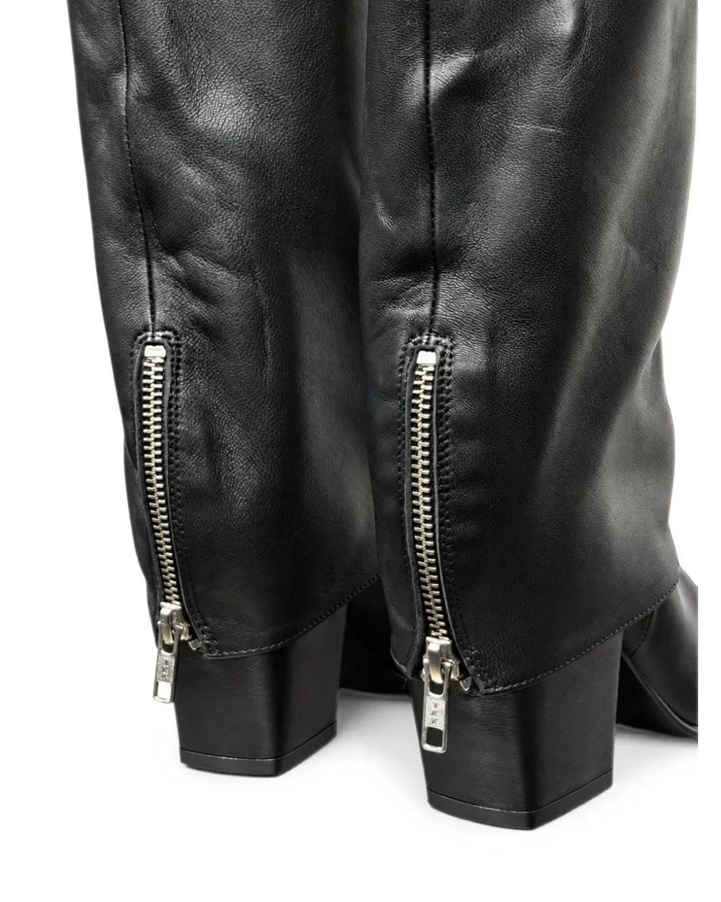 Poche Paris Black Pointed-Toe Fold-Over Boots