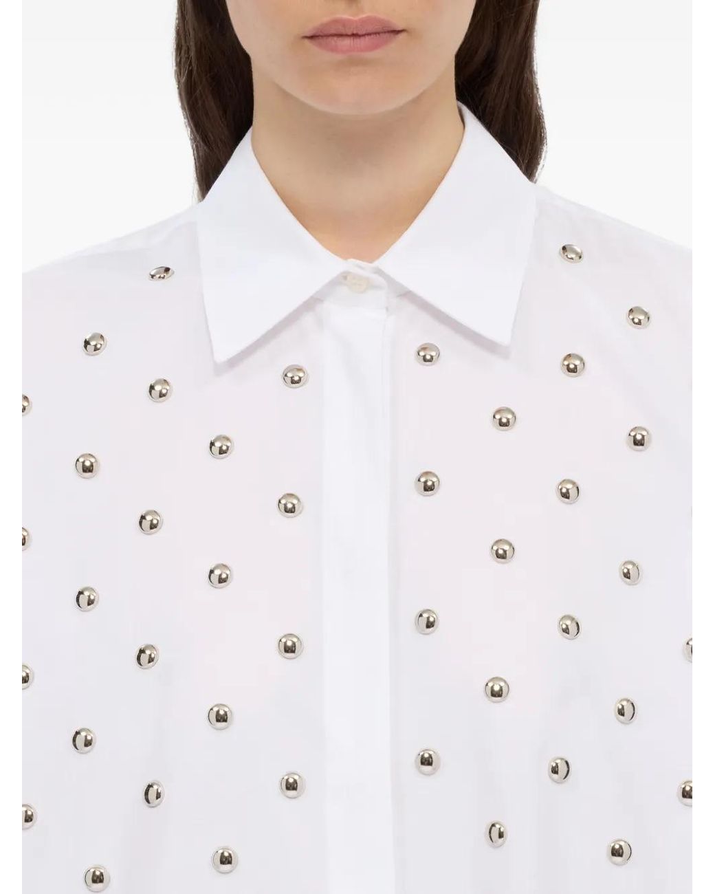 MSGM White Stud-Embellishment Shirt