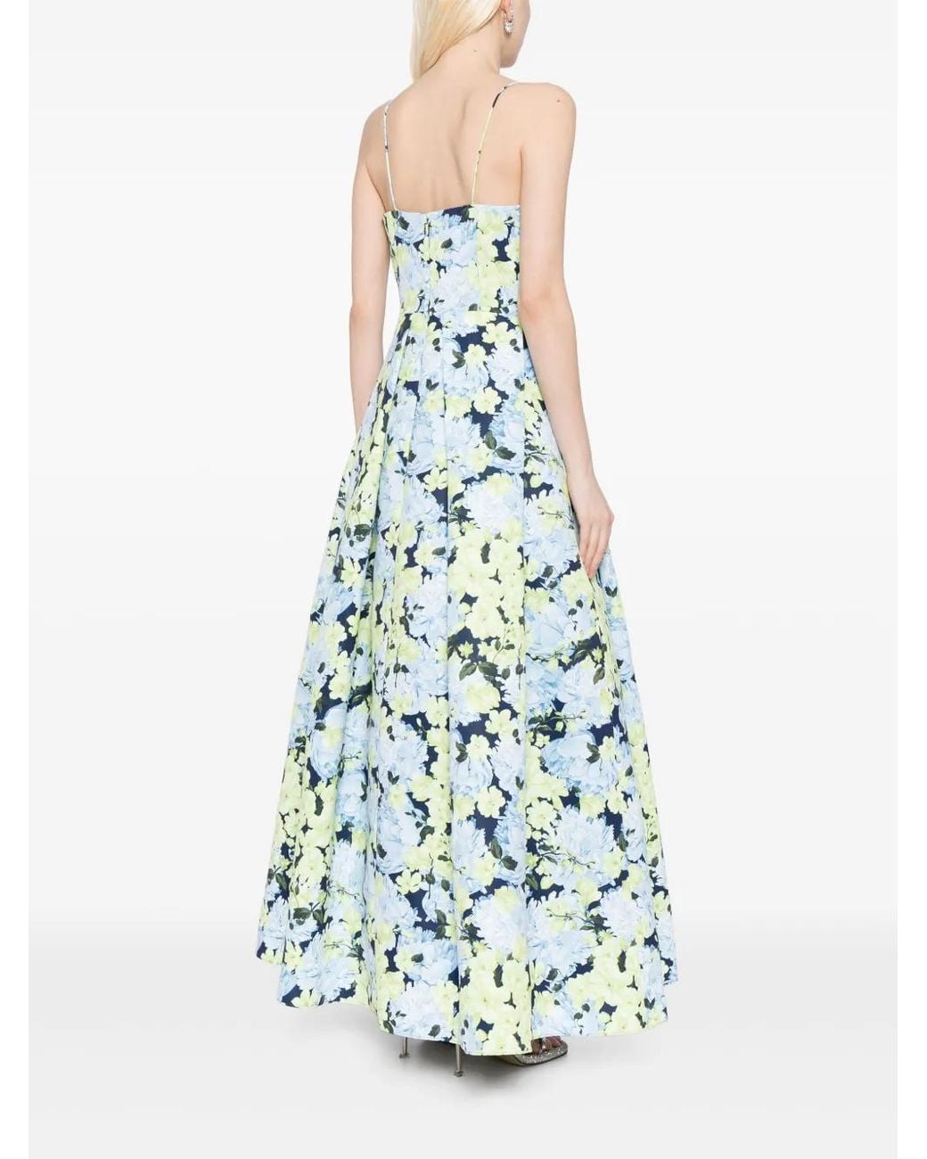 Sachin & Babi Blue Beau Floral-Print Gown