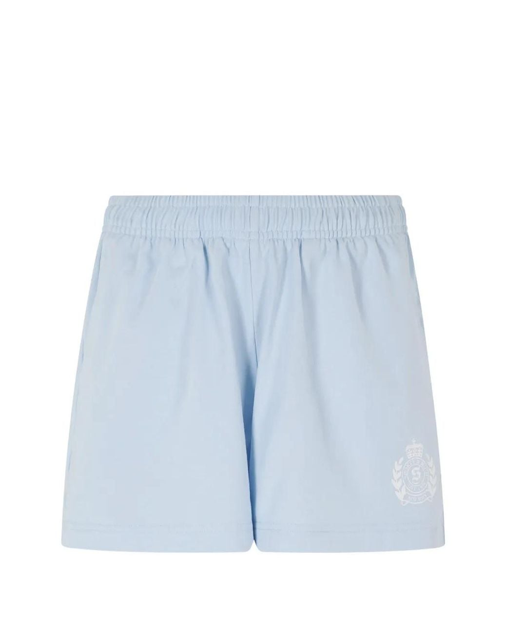 Sporty & Rich Blue Logo-Print Elasticated-Waist Shorts