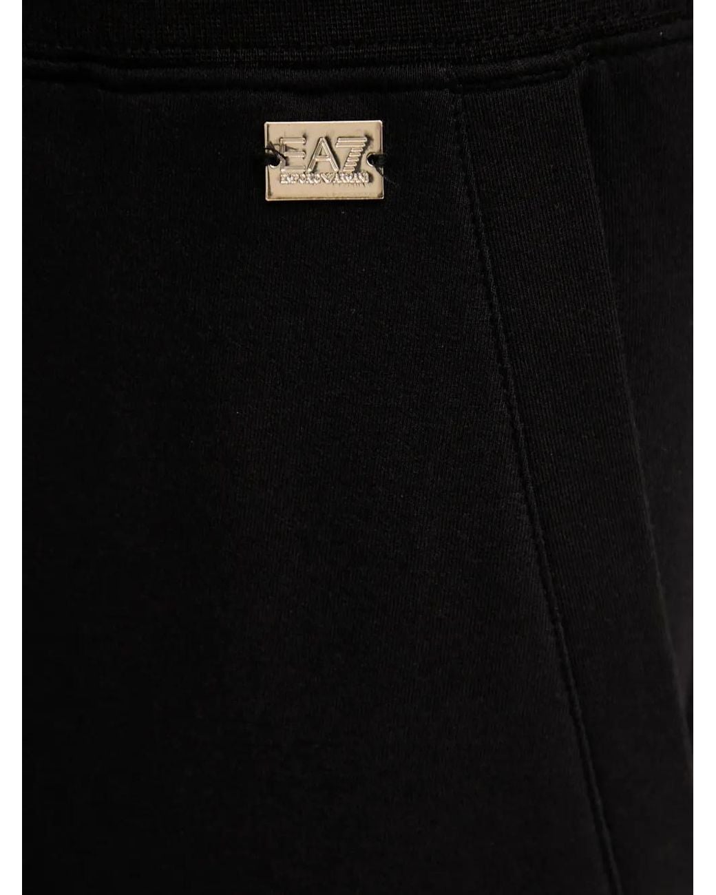 EA7 Black Logo-Plaque Drawstring Track Pants