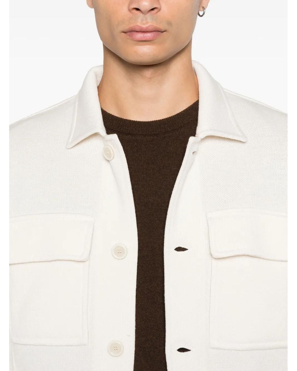 Lardini White Button-Fastening Pocket Jacket for men