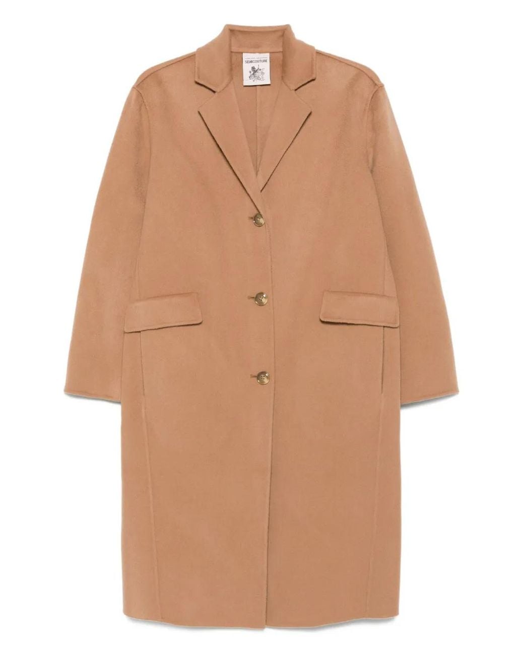 Semicouture Natural Button-Fastening Patch-Pocket Coat