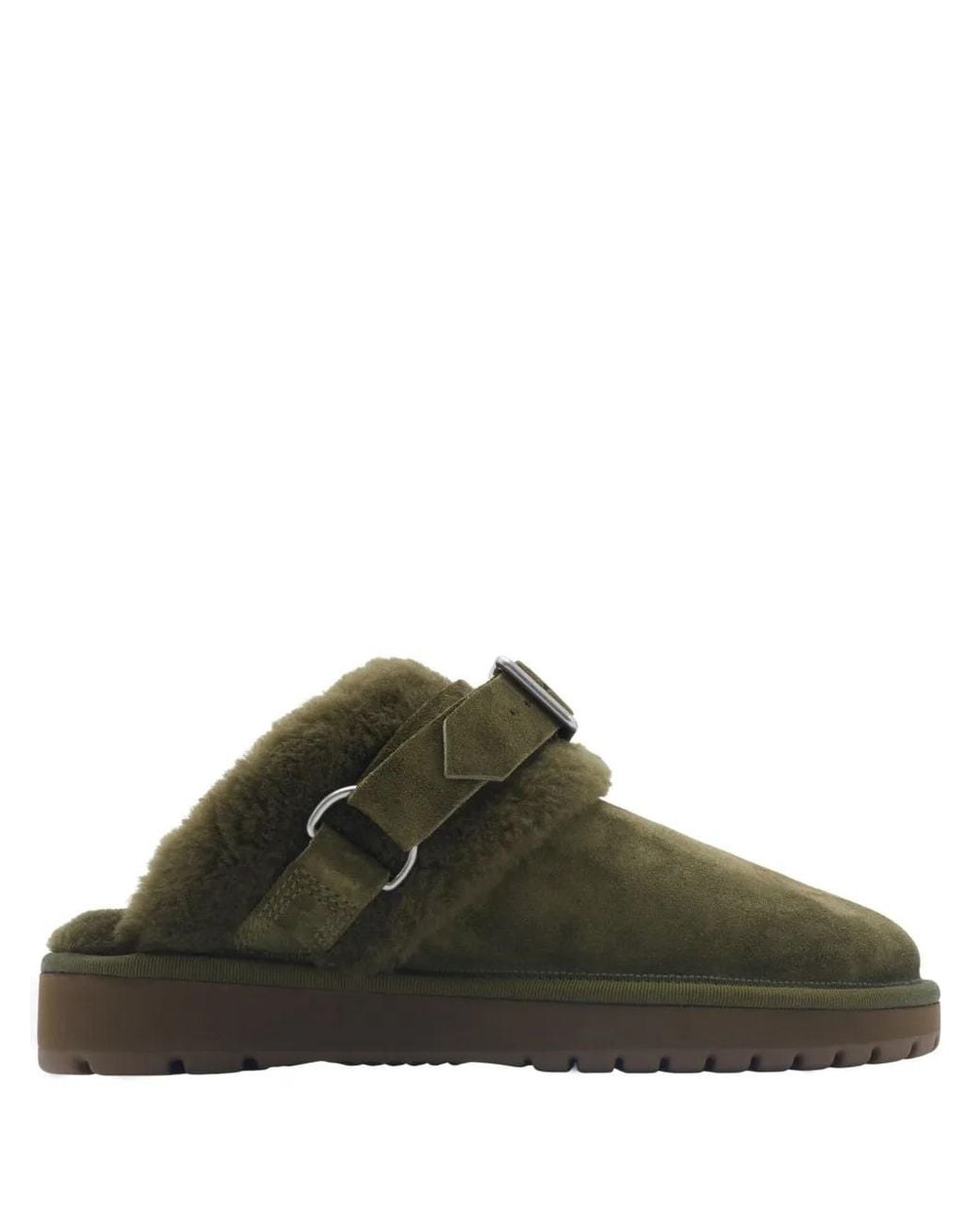 Burberry Green Chubby Calf Suede Slippers