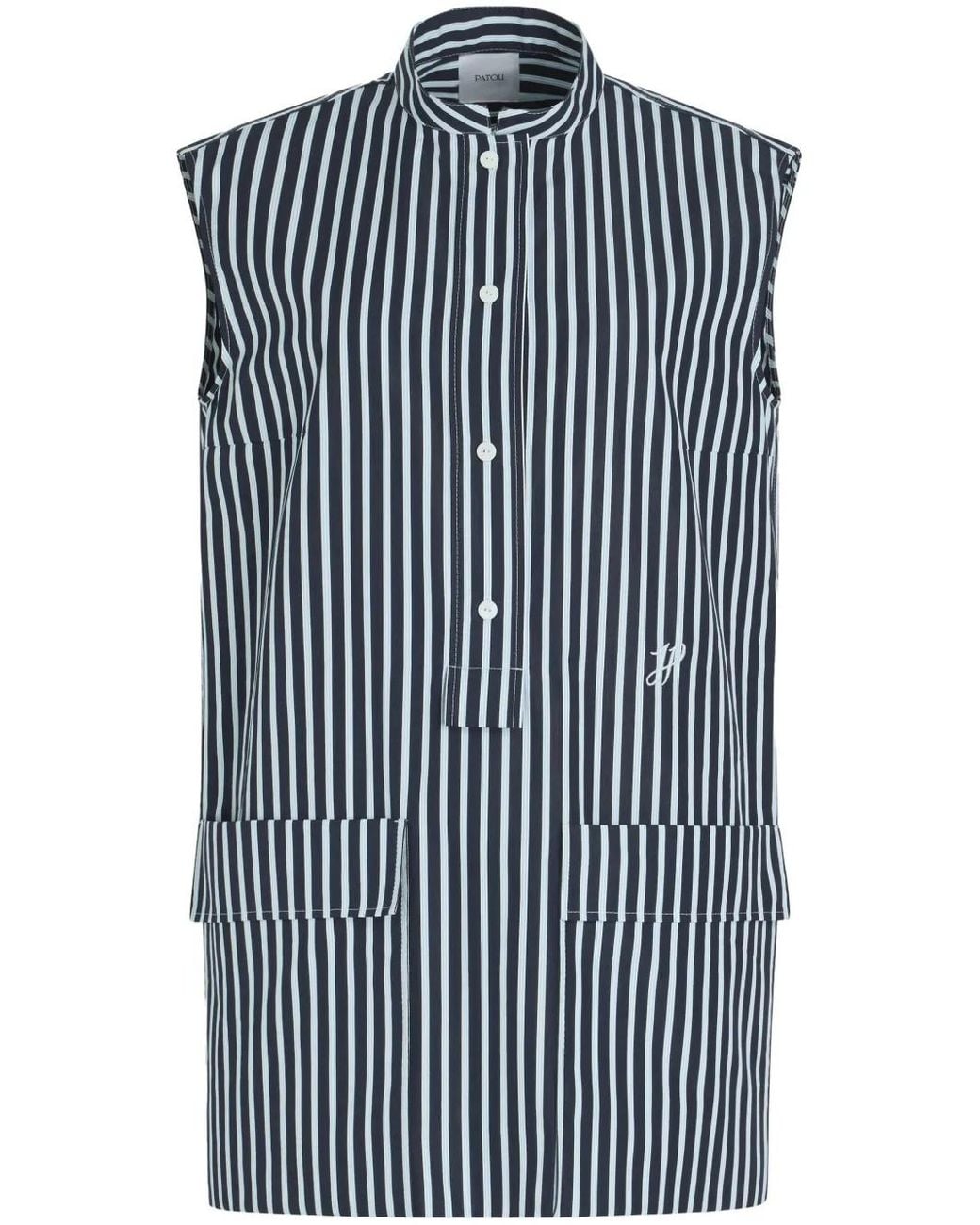 Patou Blue Striped Mini Shirt Dress
