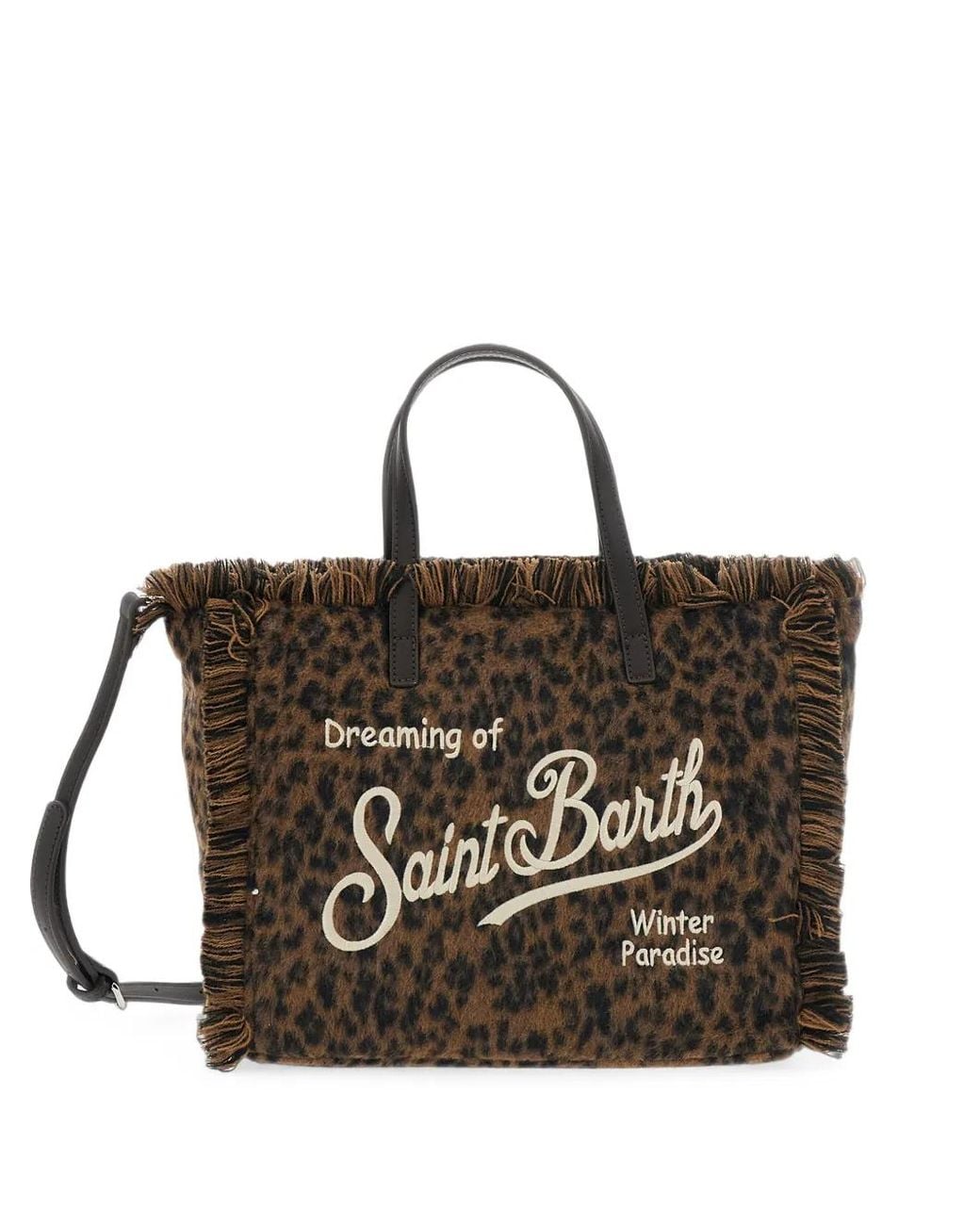Mc2 Saint Barth Black Colette Leopard-Print Tote Bag