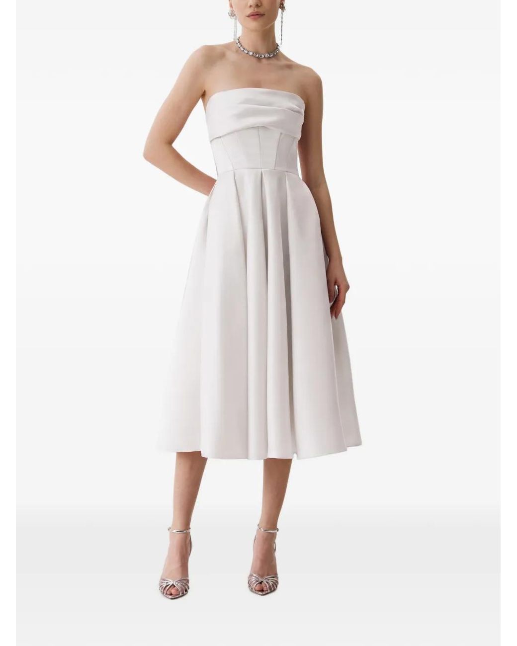 Framboise White Napea Strapless Midi Dress