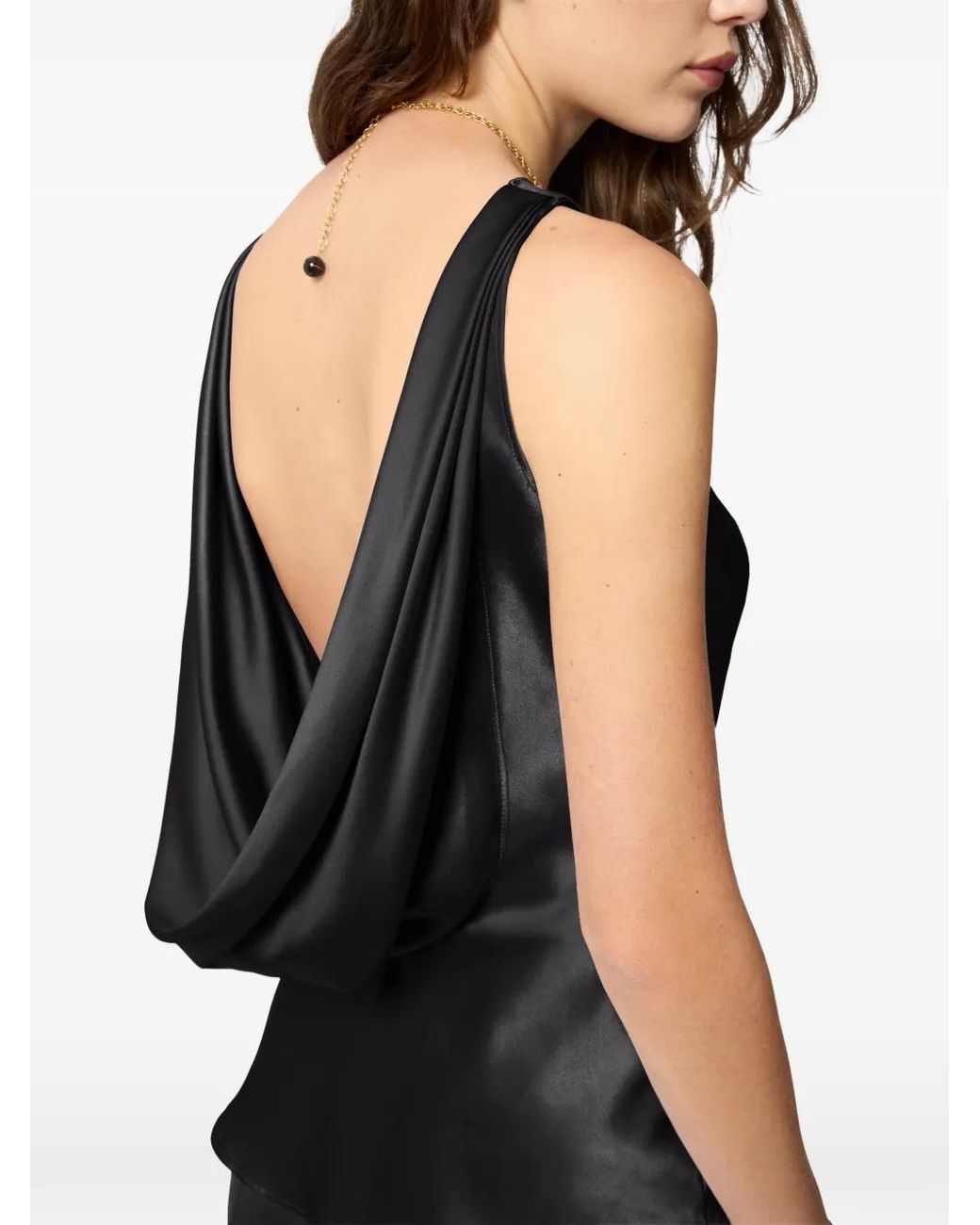 Nina Ricci Black Drapped Satin Top