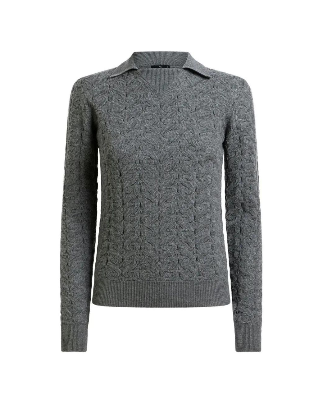 Etro Gray Cable-Knit Sweater