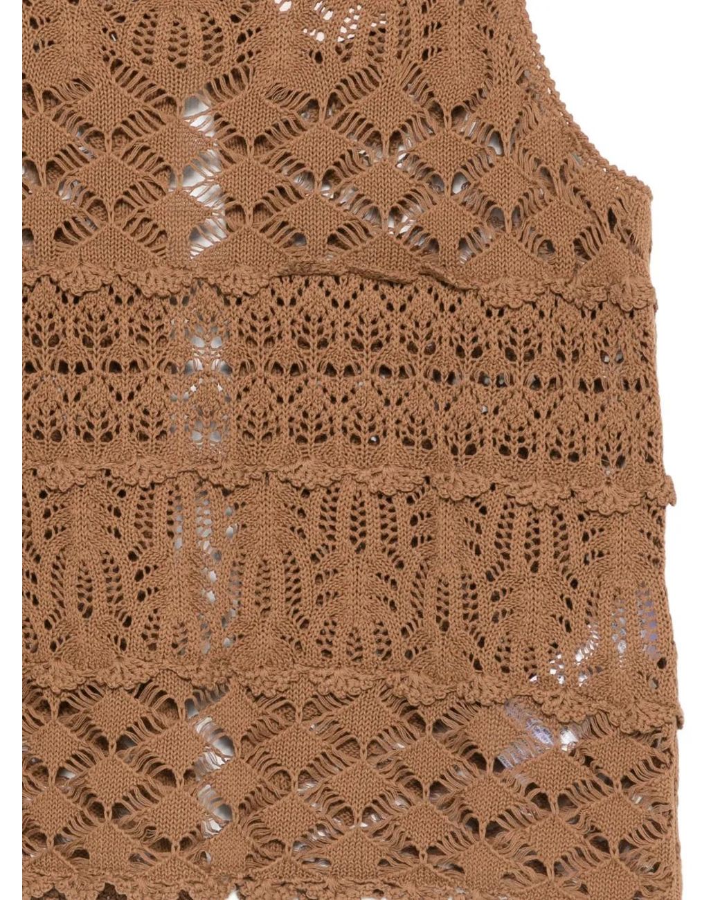 Semicouture Brown Openwork Top