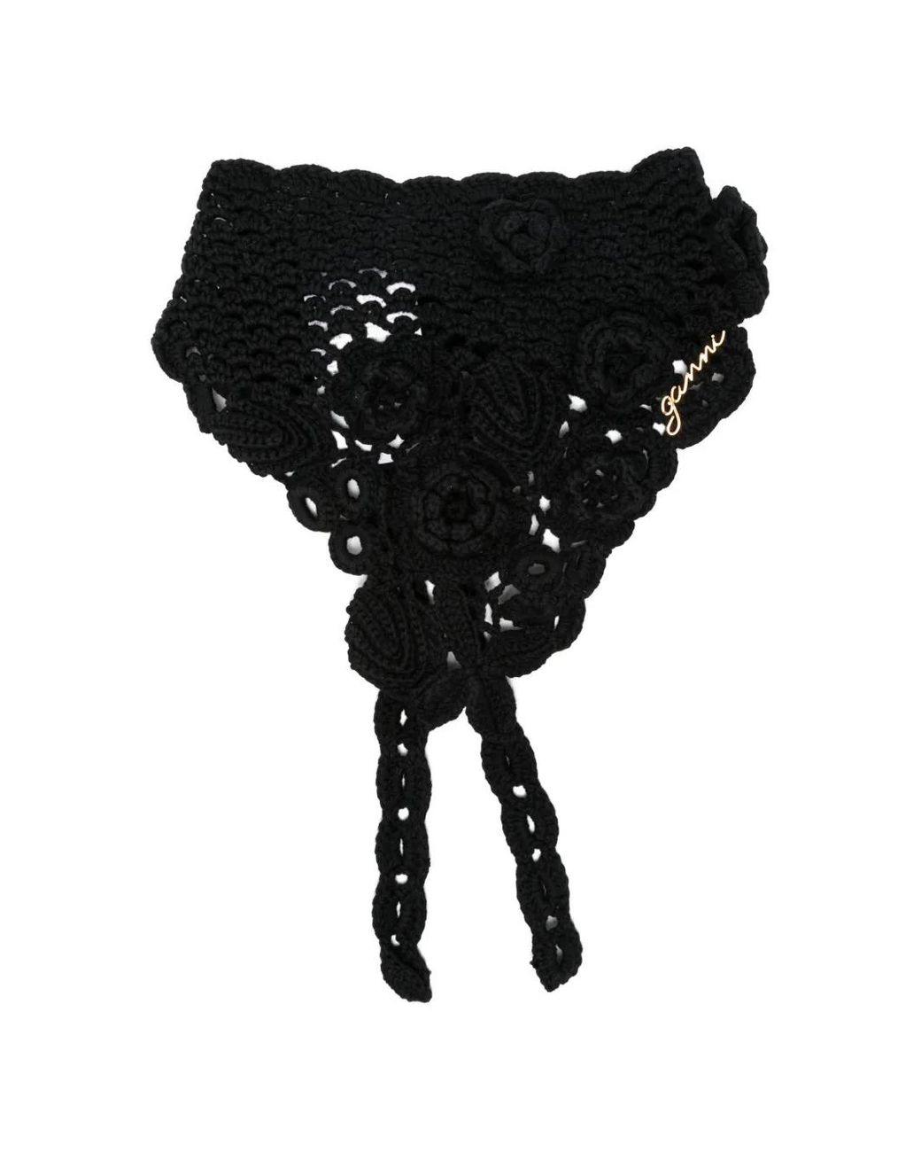 Ganni Black Crochet Headband