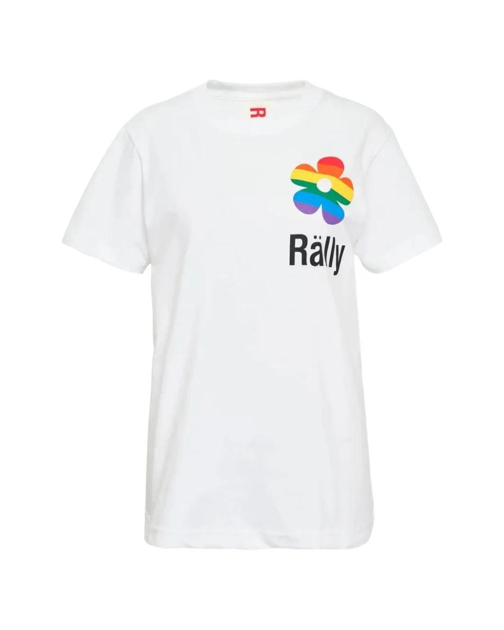 Rally Movement White Flower-Print Logo-Print T-Shirt