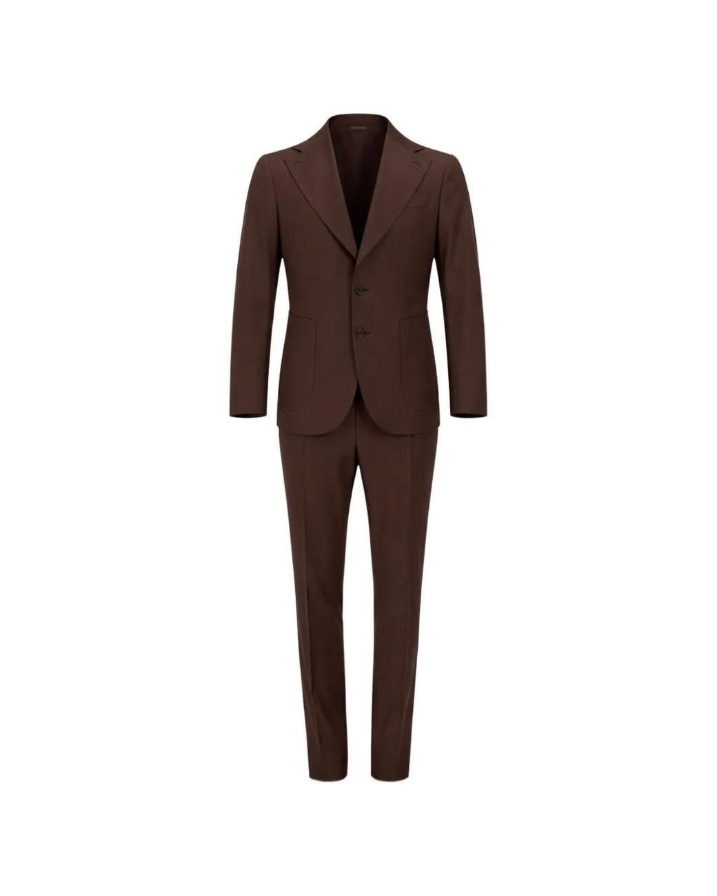Franzese Collection Brown Patch-Pocket Single-Breasted Suit for men