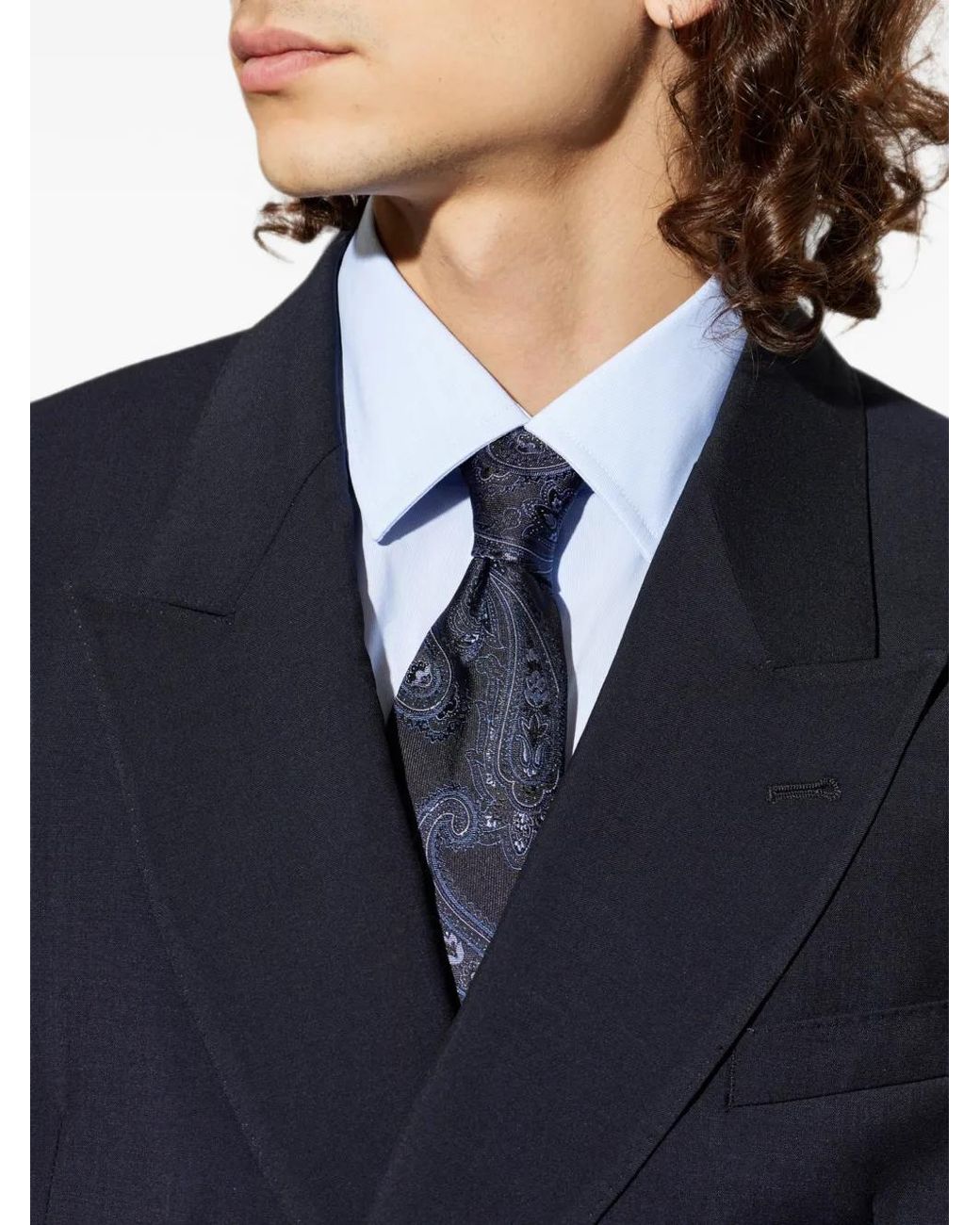 Etro Blue Paisley-Print Silk Tie for men