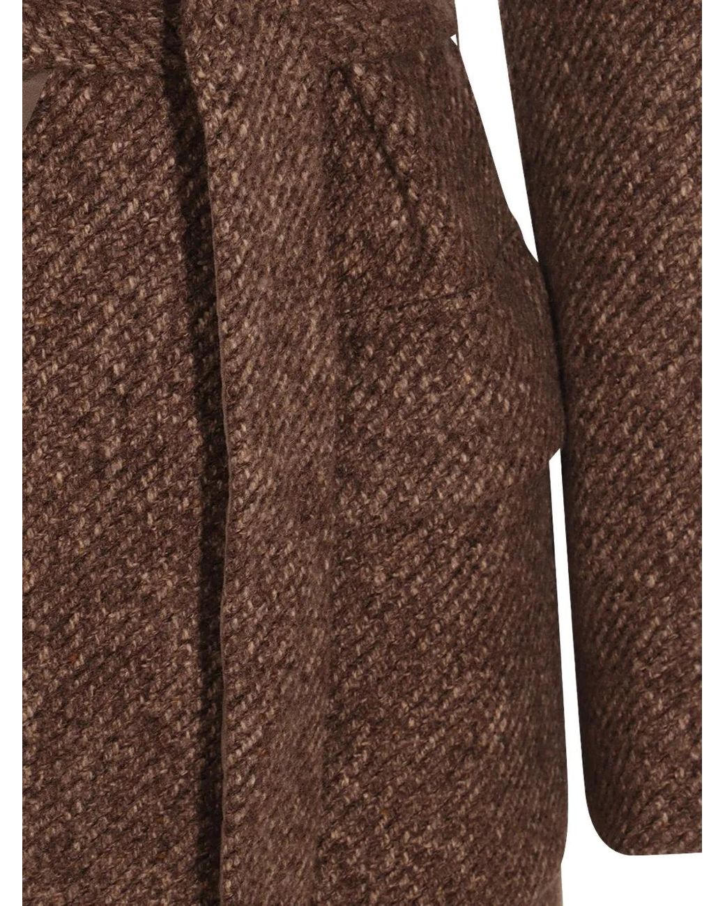 Brunello Cucinelli Brown Belted Wool And Cashmere Overcoat
