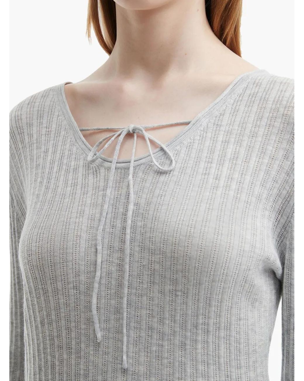 B+ AB Gray Ribbed-Knit Top