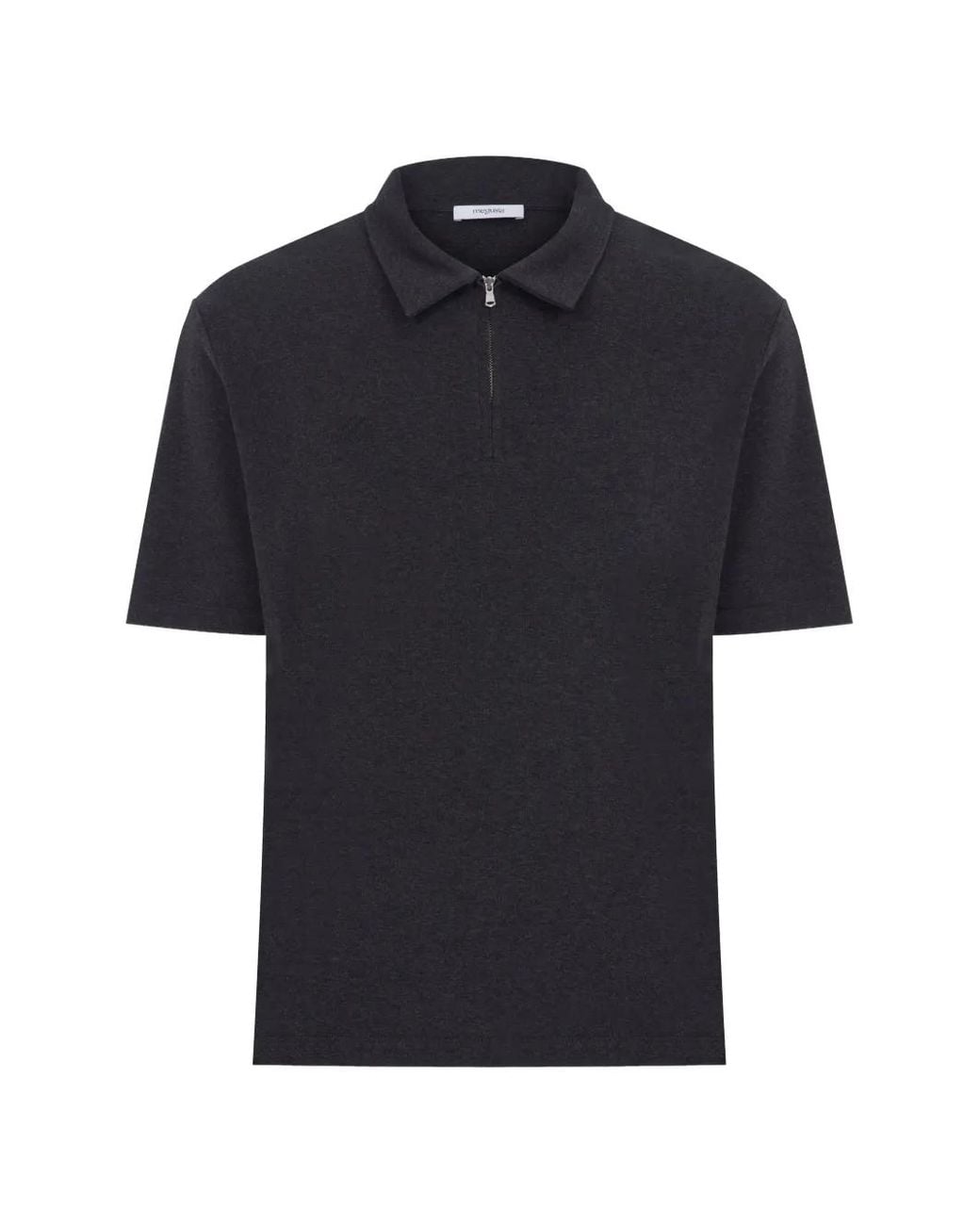 MEGUSTA Blue Melange Zip-Up Polo Shirt for men