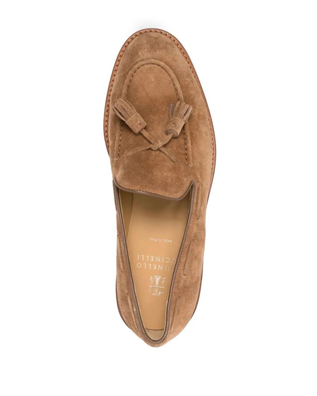 Brunello Cucinelli Brown Suede Leather Loafers for men