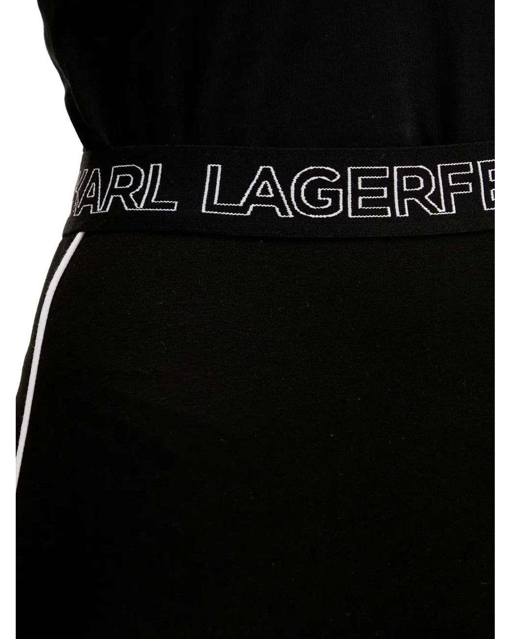 Karl Lagerfeld Black Logo-Waistband Side-Stripe Leggings