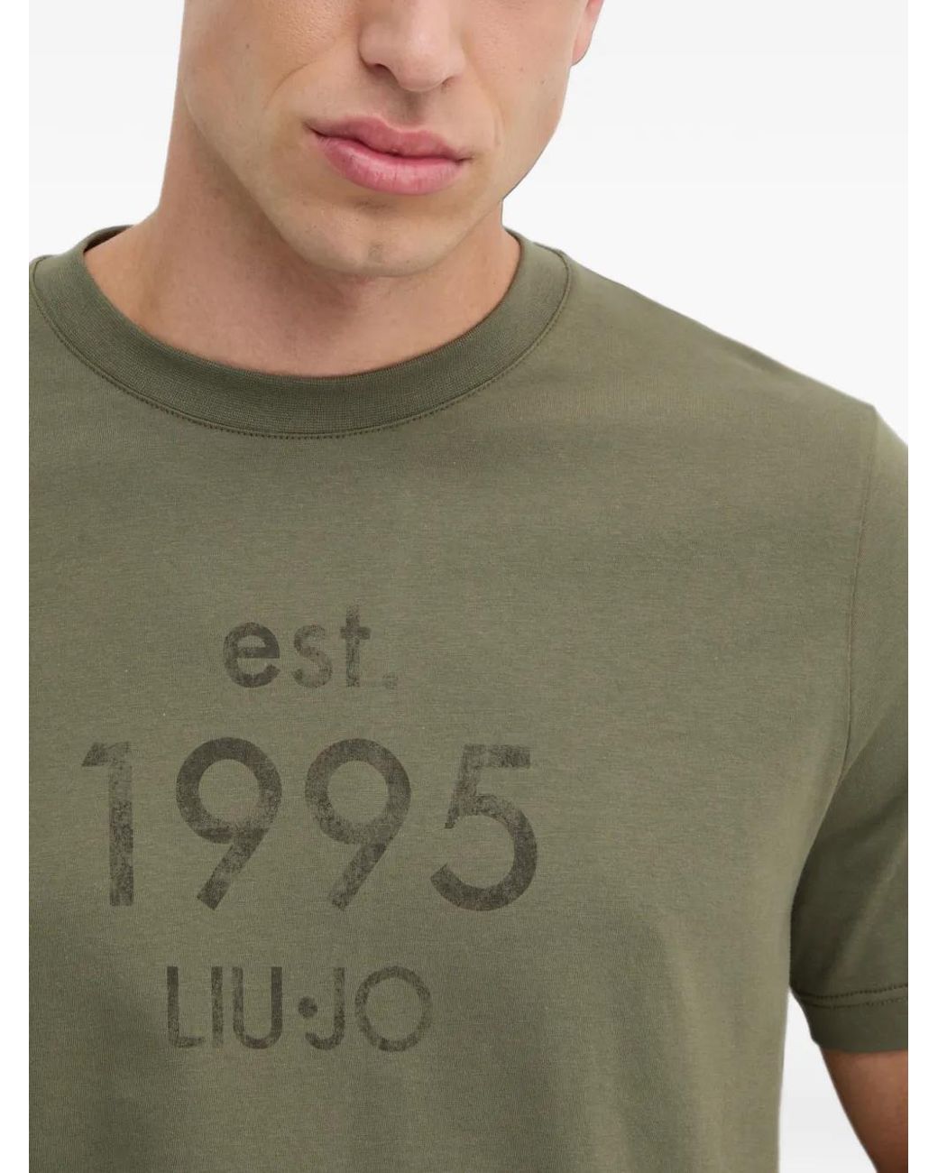 Liu Jo Green Logo-Print Cotton T-Shirt for men